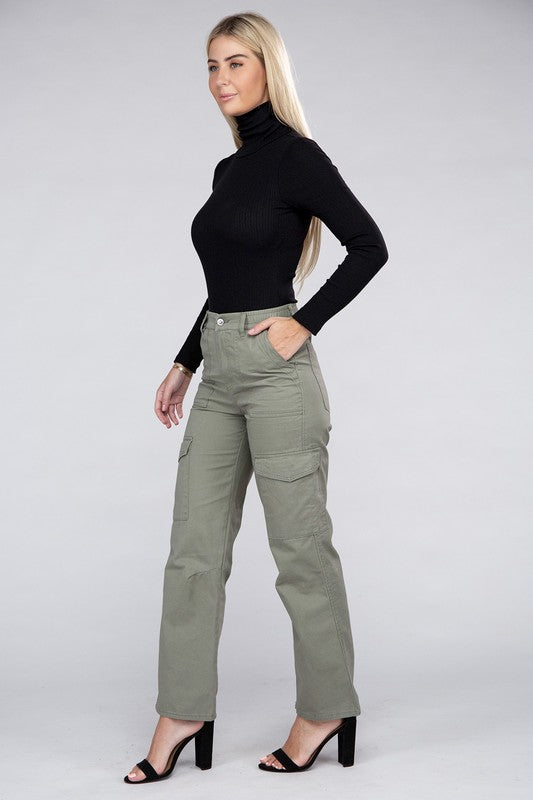 Everyday Wear Elastic-Waist Cargo Pants, , Casual Pants, FashionGo Dropshipping - Miah & Elliott