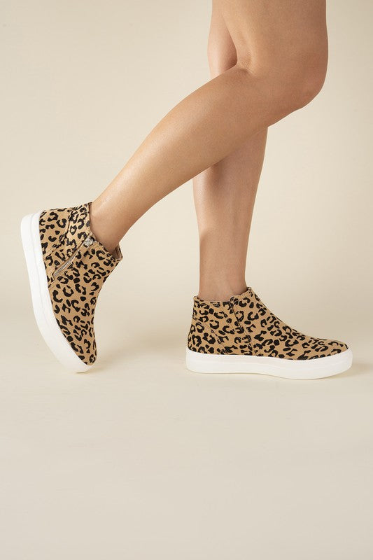 Route-S High Top Leopard Sneakers, Shoes, casual, high top, Leopard, Shoes, Sneakers - Miah & Elliott