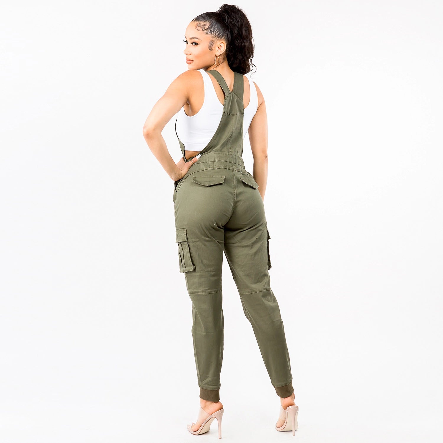 Relaxed Fitted Overalls, Jumpsuit, Bottoms, Olive, Overalls, Pants, Woman apparel, Womens clothing - Miah & Elliott