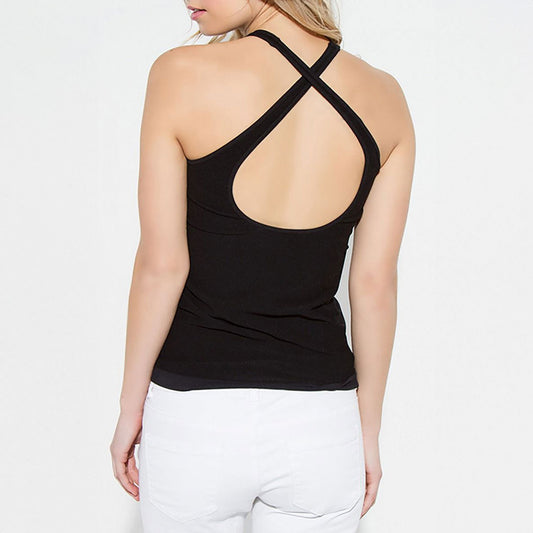 Cross Back Sleeveless Top, Top, Black, Black top, Cute top, Top, White, White Top, Woman apparel, Women's top, Womens clothing - Miah & Elliott
