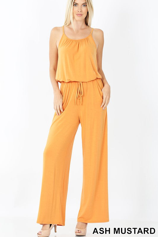 SPAGHETTI STRAP JUMPSUIT WITH POCKET, Jumpsuit, Jumpsuit - Miah & Elliott