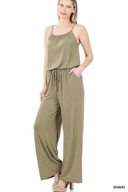 SPAGHETTI STRAP JUMPSUIT WITH POCKET, Jumpsuit, Jumpsuit - Miah & Elliott