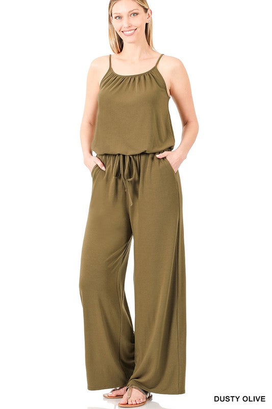 SPAGHETTI STRAP JUMPSUIT WITH POCKET, Jumpsuit, Jumpsuit - Miah & Elliott