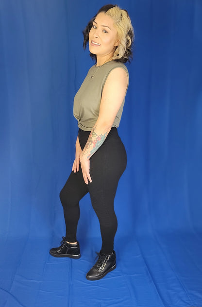 Premium Cotton Tummy Control Moto Leggings, Pants, Black, Leggings, Pants, Woman apparel, Womens clothing - Miah & Elliott