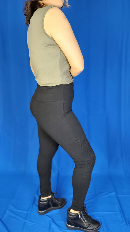 Premium Cotton Tummy Control Moto Leggings, Pants, Black, Leggings, Pants, Woman apparel, Womens clothing - Miah & Elliott