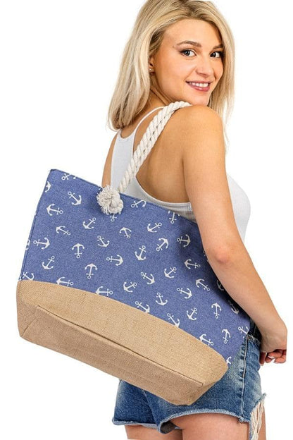 Anchor Print Beach Tote Bag, Accessories, Accessories, Bag, Beach bag, Tote - Miah & Elliott