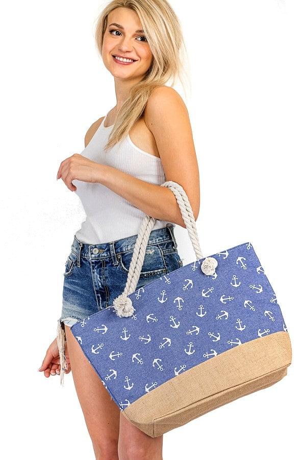 Anchor Print Beach Tote Bag, Accessories, Accessories, Bag, Beach bag, Tote - Miah & Elliott