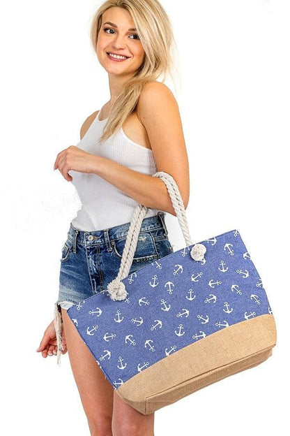 Anchor Print Beach Tote Bag, Accessories, Accessories, Bag, Beach bag, Tote - Miah & Elliott