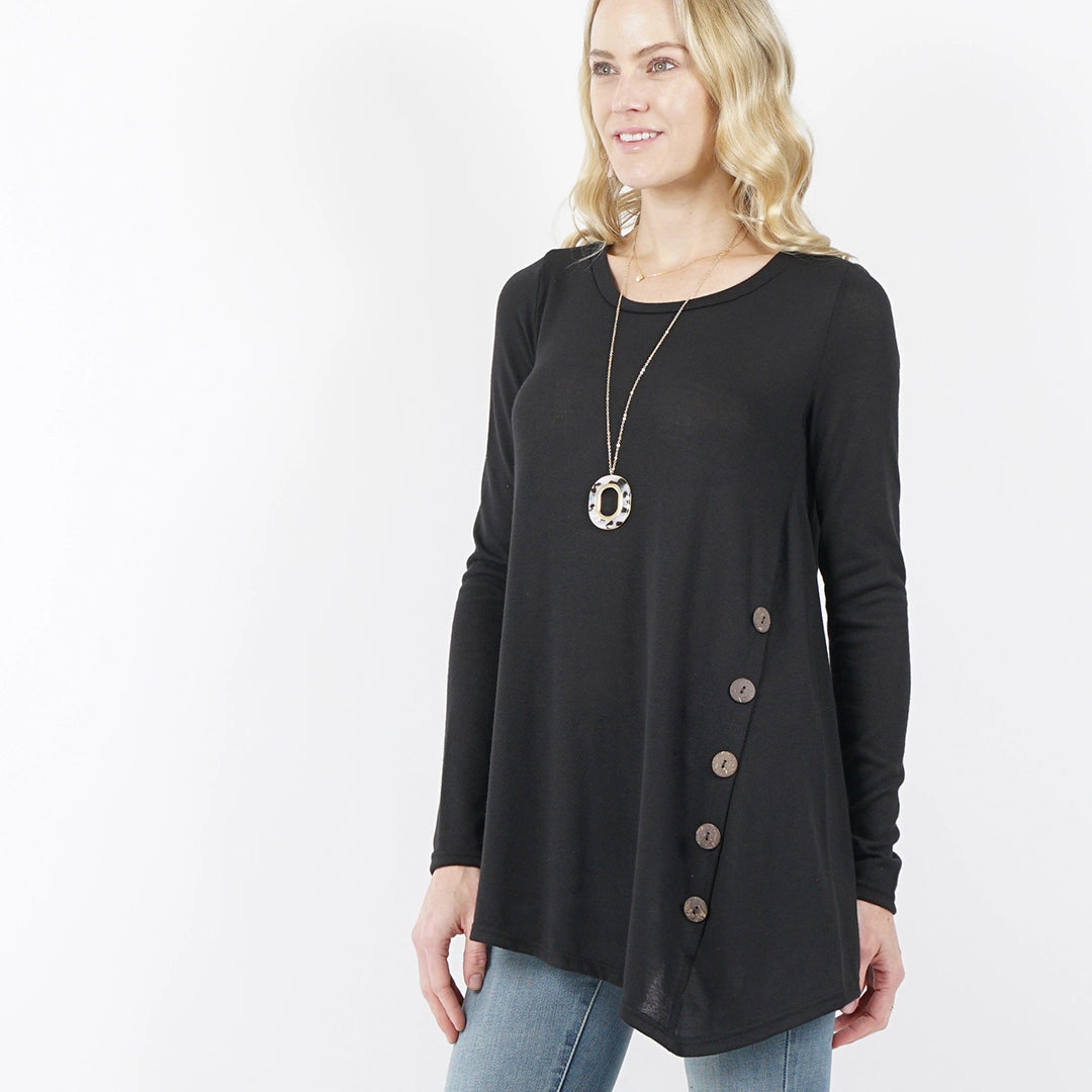 Cozy Knit Tunic Black, Top, Black top, Cute top, Top, winter, Woman apparel, Women's top, Womens clothing - Miah & Elliott